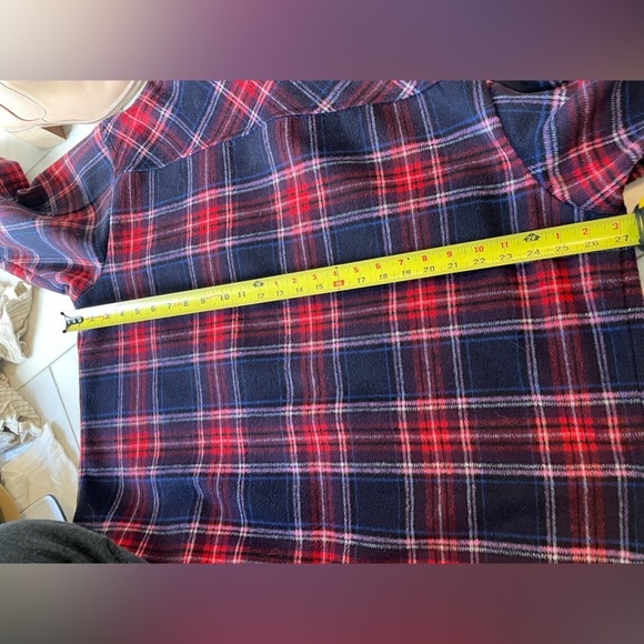 BP, red and blue poly wool plaid shirt jacket shacket warm long sleeve sz large - Picture 7 of 8